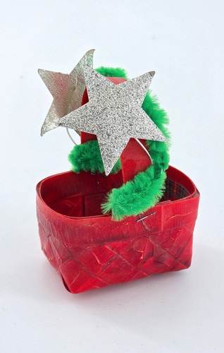 Mini red christmas basket - mini,